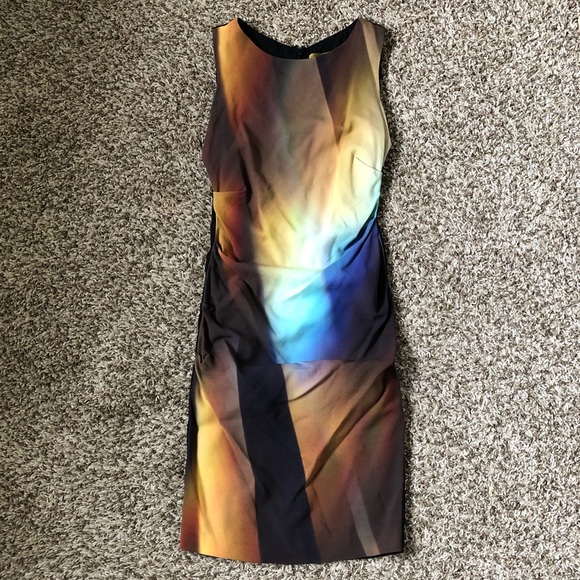 Nicole Miller Brown and Blue Sheath Dress - Picture 2 of 4